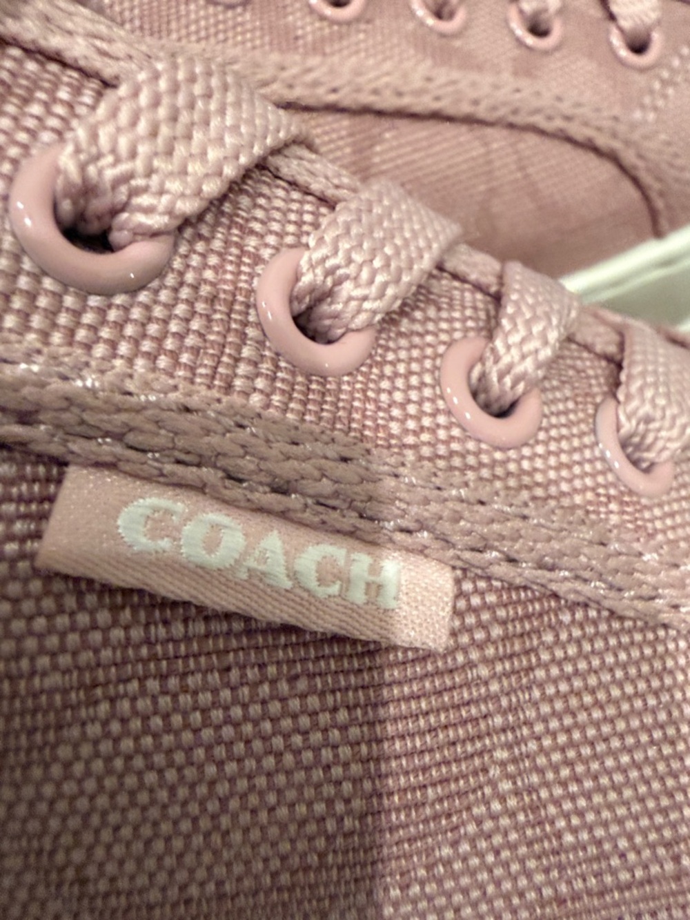 Coach Women's Pink Canvas Signature Sneakers - Picture 7 of 8